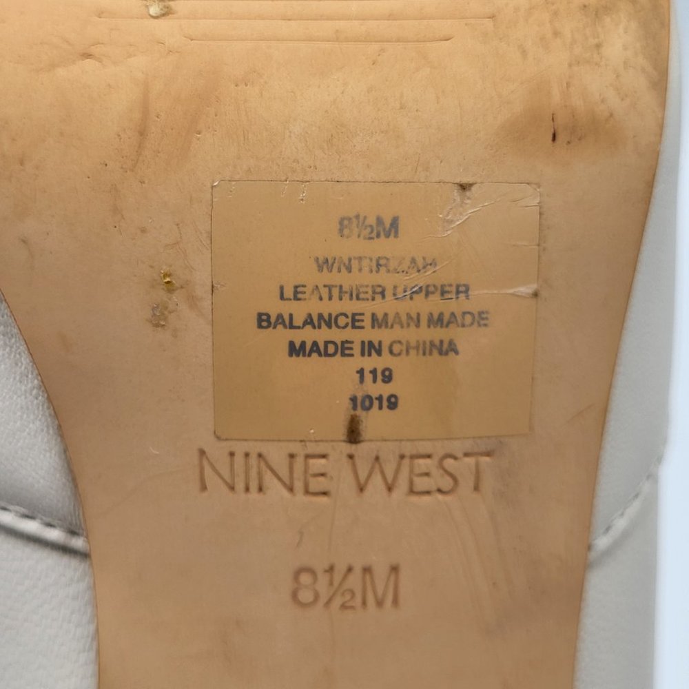 Nine West TIRZAH White Leather Pointed Toe Dress Boots SZ 8.5 - Picture 11 of 13